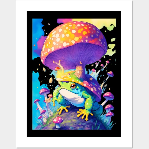 Mushroom land colorful toad lots of pretty colors soft color palette vintage tone Wall Art by Terror-Fi